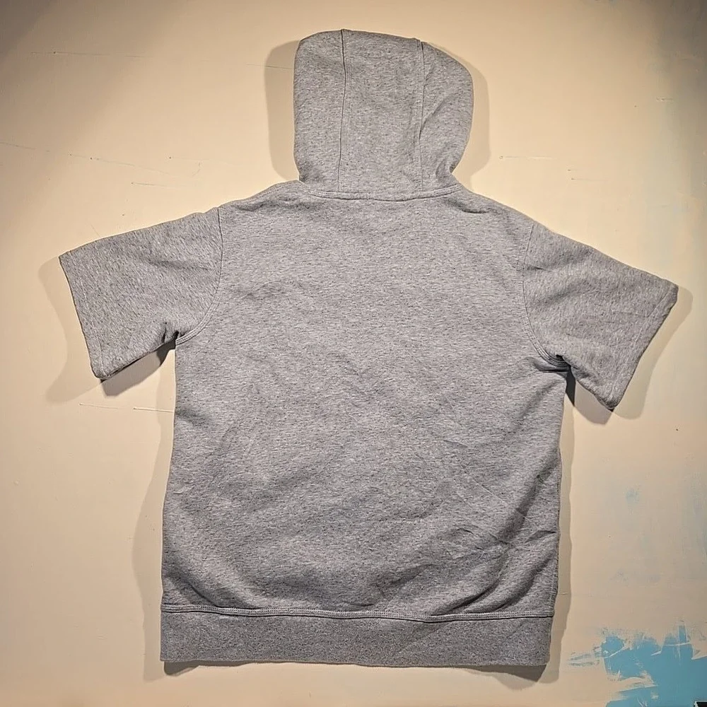 Nike‎ Men M Short Sleeve Hoodie Gray Blue Logo Pullover Malaysia Kangaroo Pocket